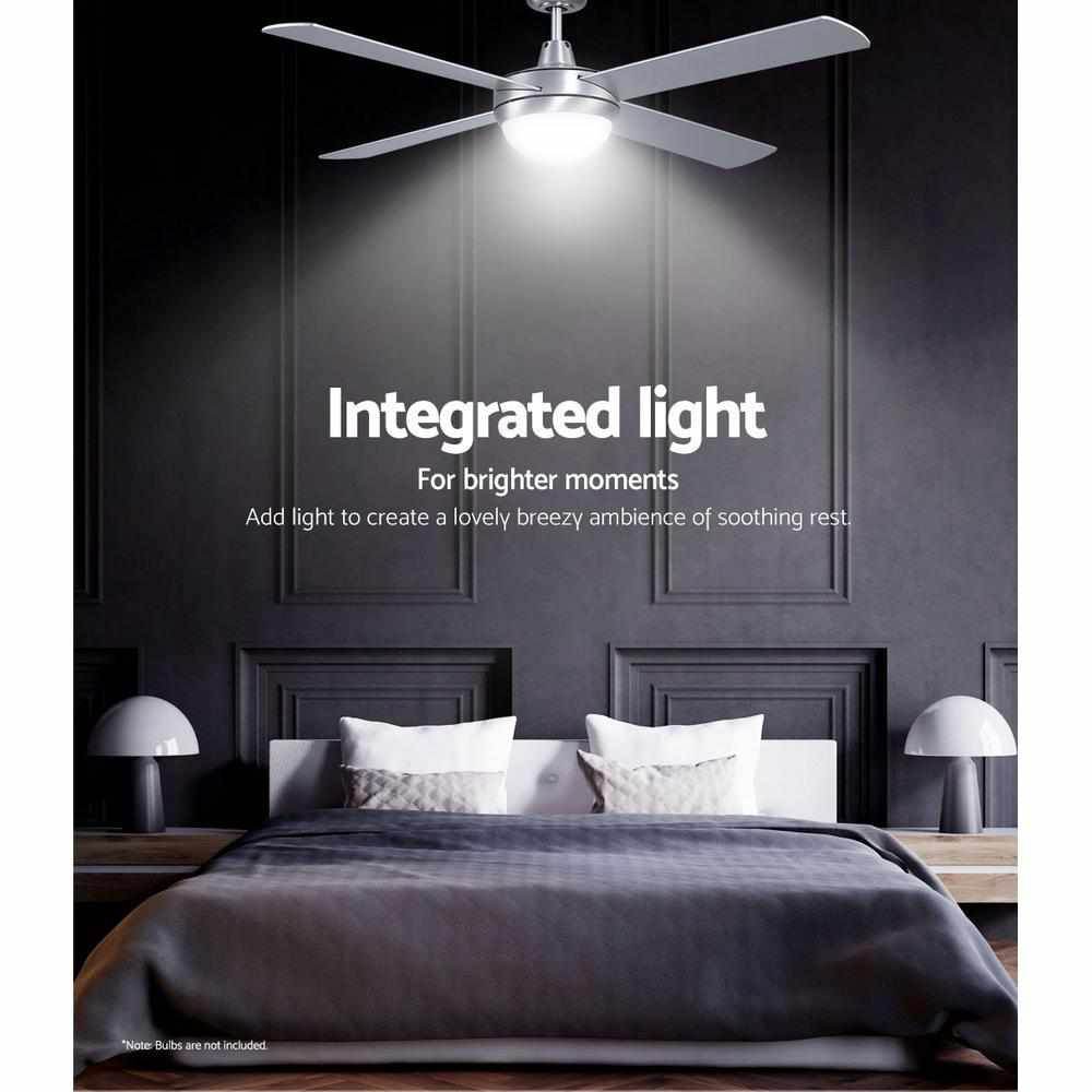 Devanti 52'' Ceiling Fan AC Motor w/Light w/Remote - Silver - Outdoorium