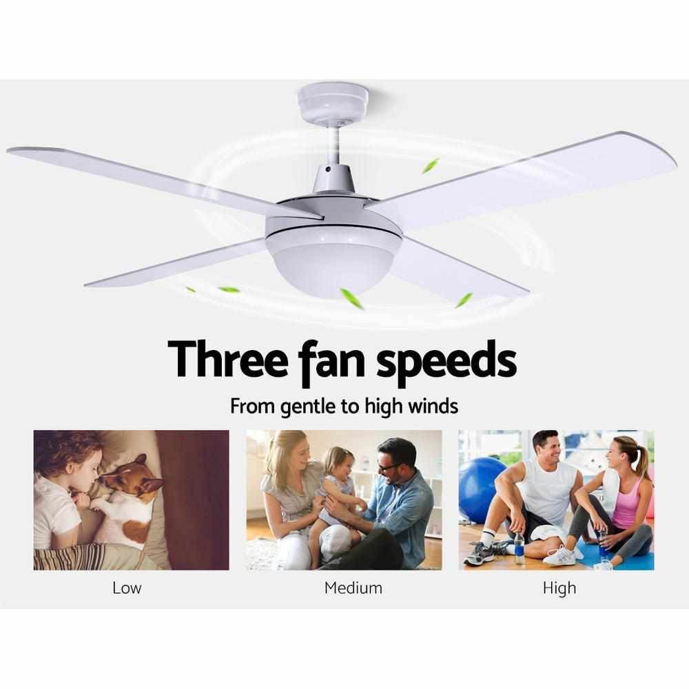 Devanti 52'' Ceiling Fan AC Motor w/Light w/Remote - White - Outdoorium