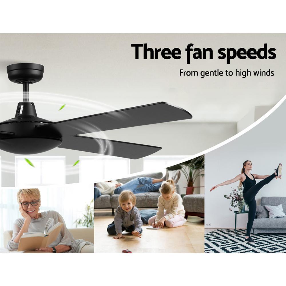 Devanti 52'' Ceiling Fan w/Remote - Black - Outdoorium