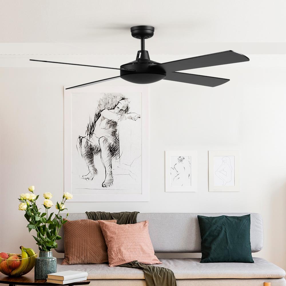 Devanti 52'' Ceiling Fan w/Remote - Black - Outdoorium