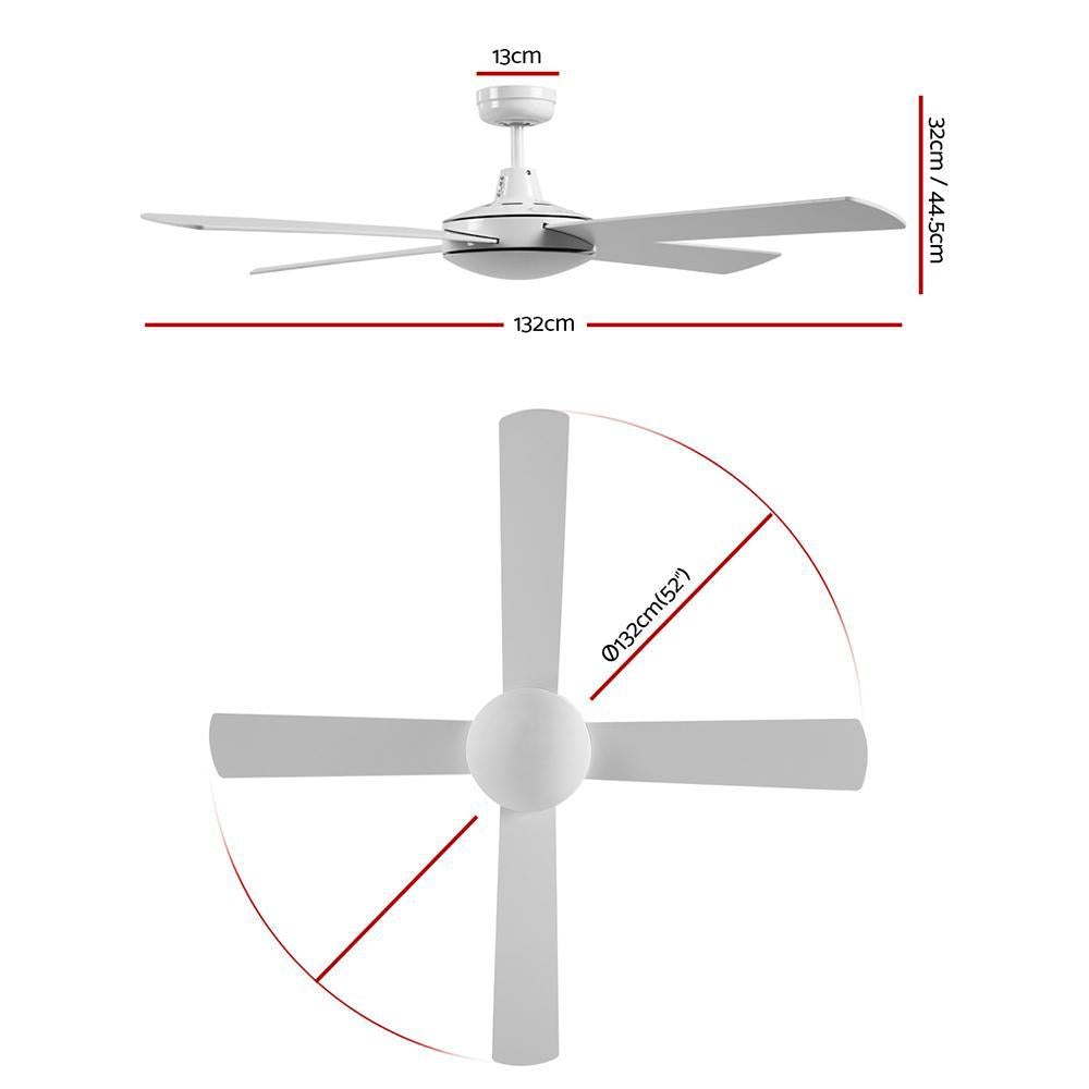 Devanti 52'' Ceiling Fan w/Remote - White - Outdoorium