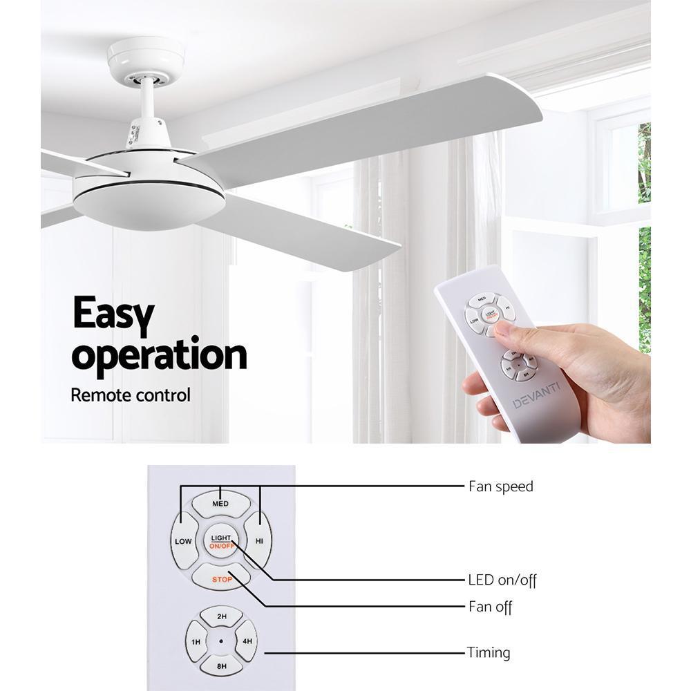 Devanti 52'' Ceiling Fan w/Remote - White - Outdoorium