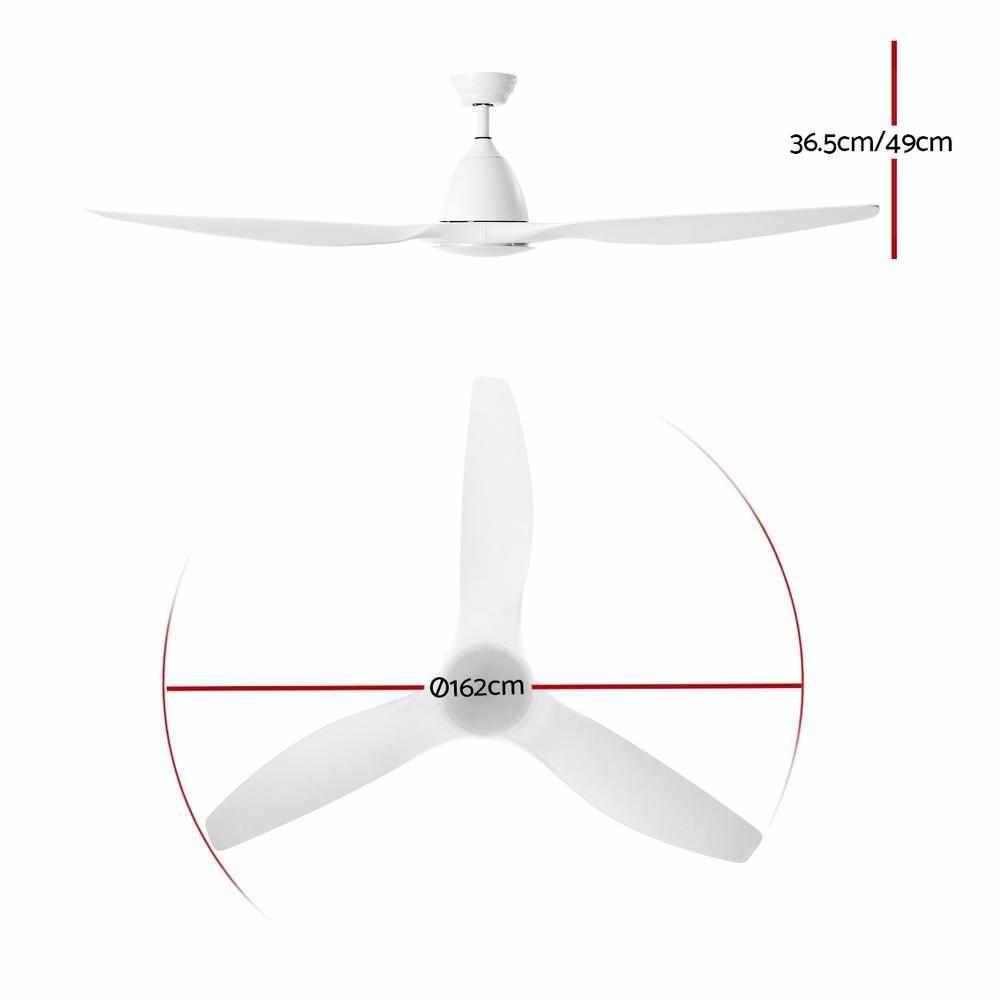 Devanti 64'' Ceiling Fan DC Motor w/Light w/Remote - White - Outdoorium