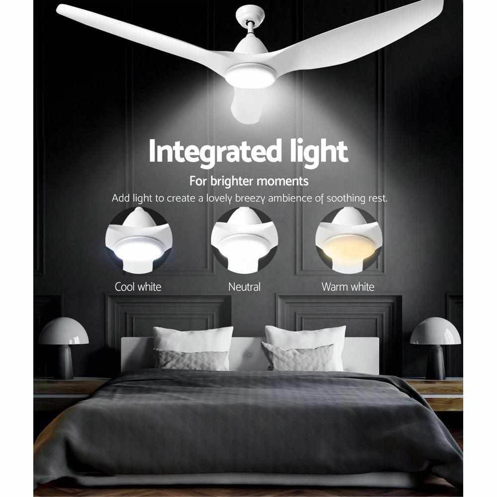 Devanti 64'' Ceiling Fan DC Motor w/Light w/Remote - White - Outdoorium