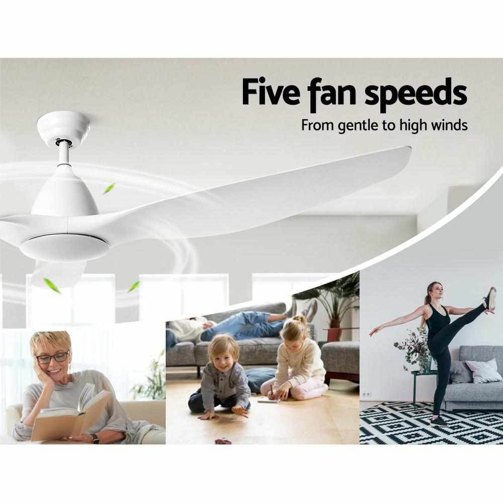 Devanti 64'' Ceiling Fan DC Motor w/Light w/Remote - White - Outdoorium