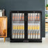 Devanti Bar Fridge 2 Glass Door Commercial Display Freeer Drink Beverage Cooler Black - Outdoorium