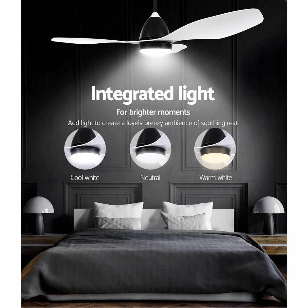 Devanti 48'' Ceiling Fan DC Motor w/Light w/Remote - White - Outdoorium