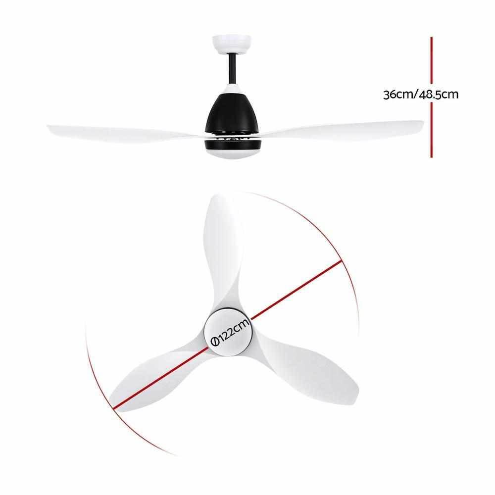 Devanti 48'' Ceiling Fan DC Motor w/Light w/Remote - White - Outdoorium