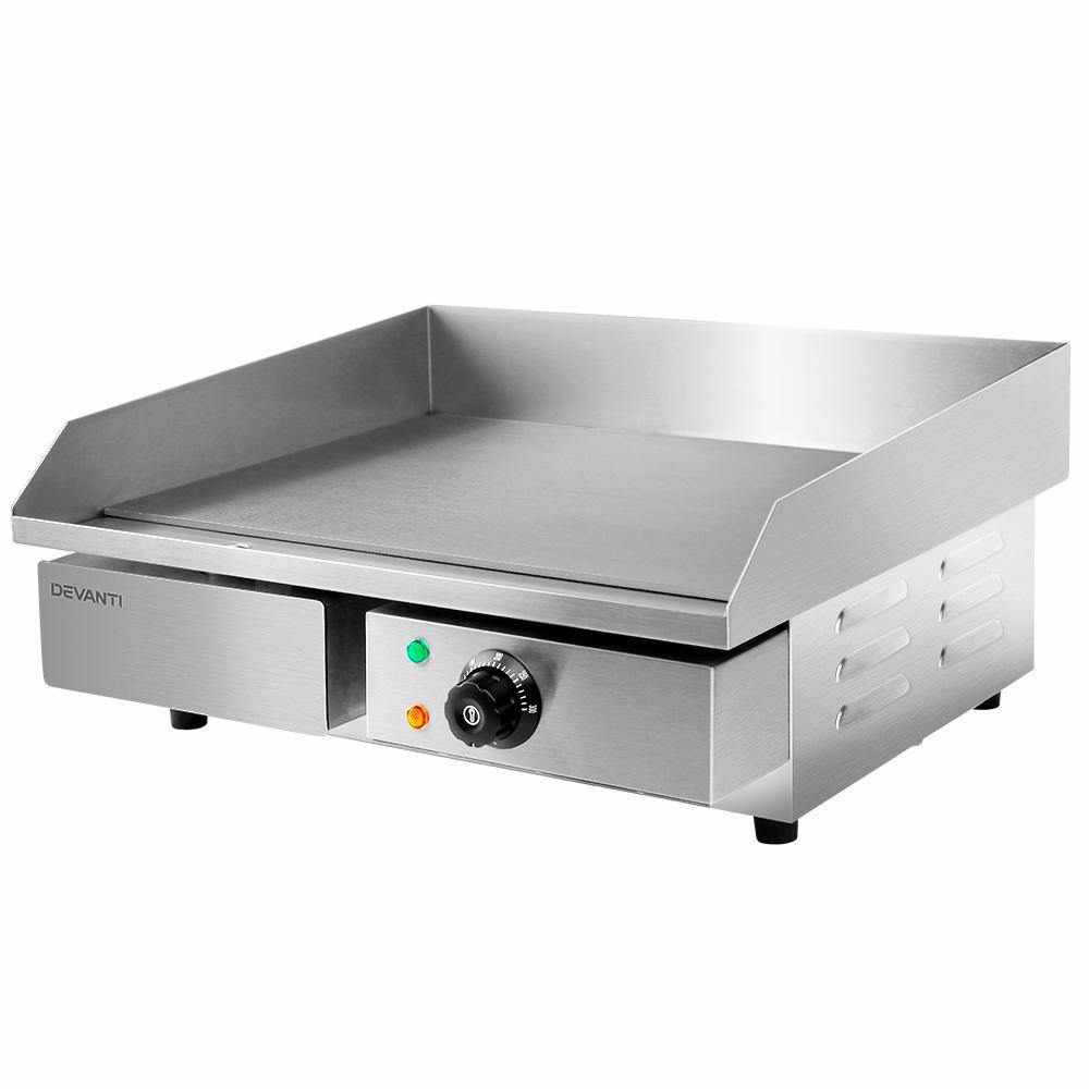 Devanti Commercial Electric Griddle BBQ Grill Pan Hot Plate Stainless Steel - Outdoorium