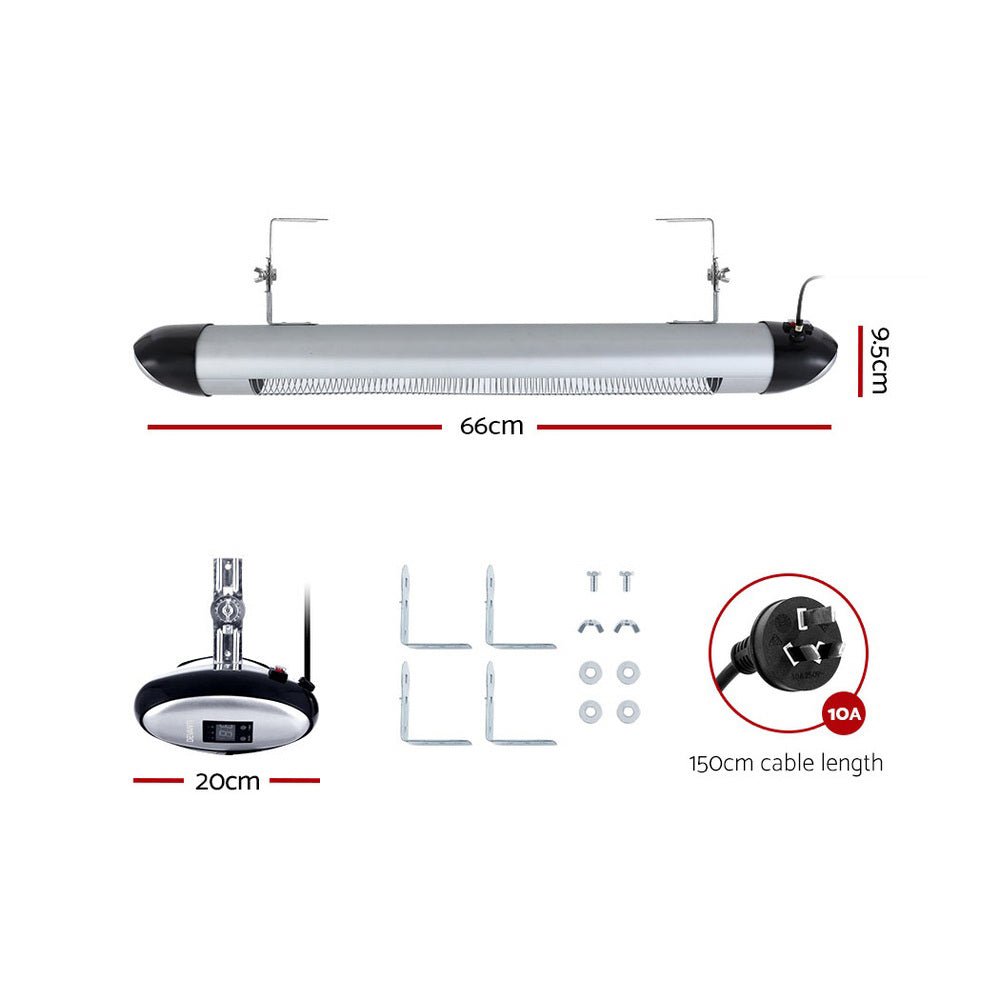 Devanti Electric Strip Heater Radiant Heaters 1500W - Outdoorium