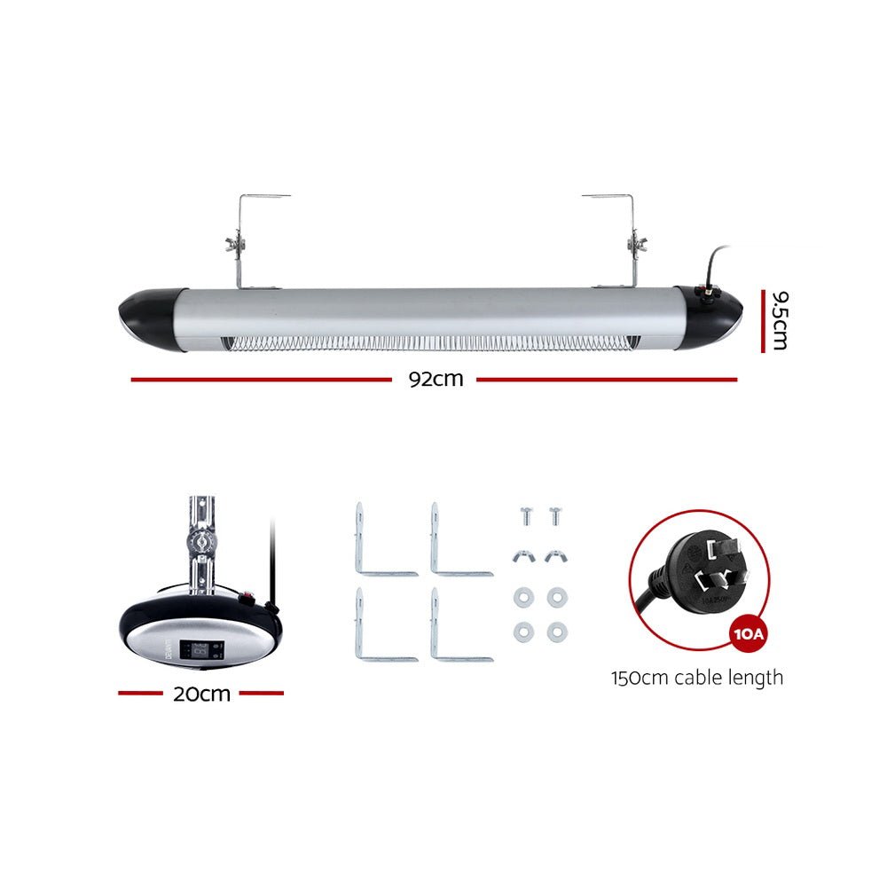 Devanti Electric Strip Heater Radiant Heaters 2000W - Outdoorium