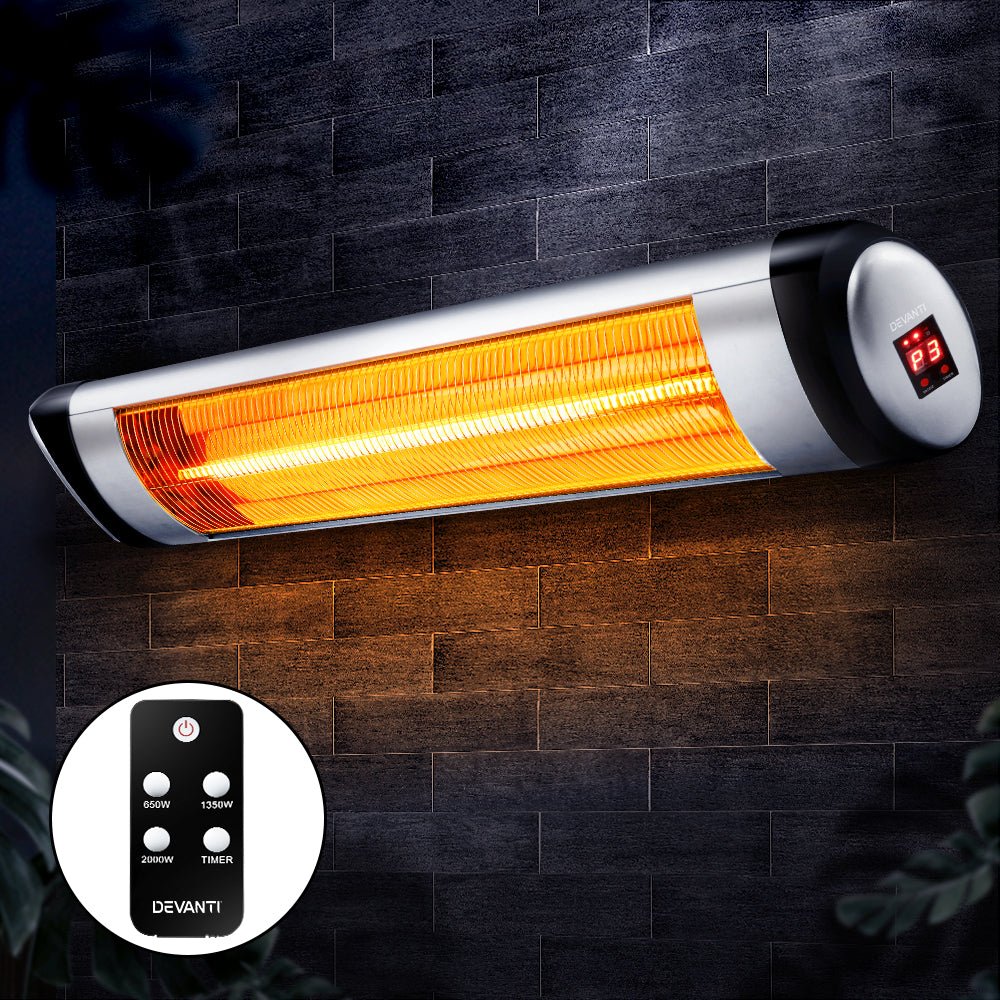 Devanti Electric Strip Heater Radiant Heaters 2000W - Outdoorium