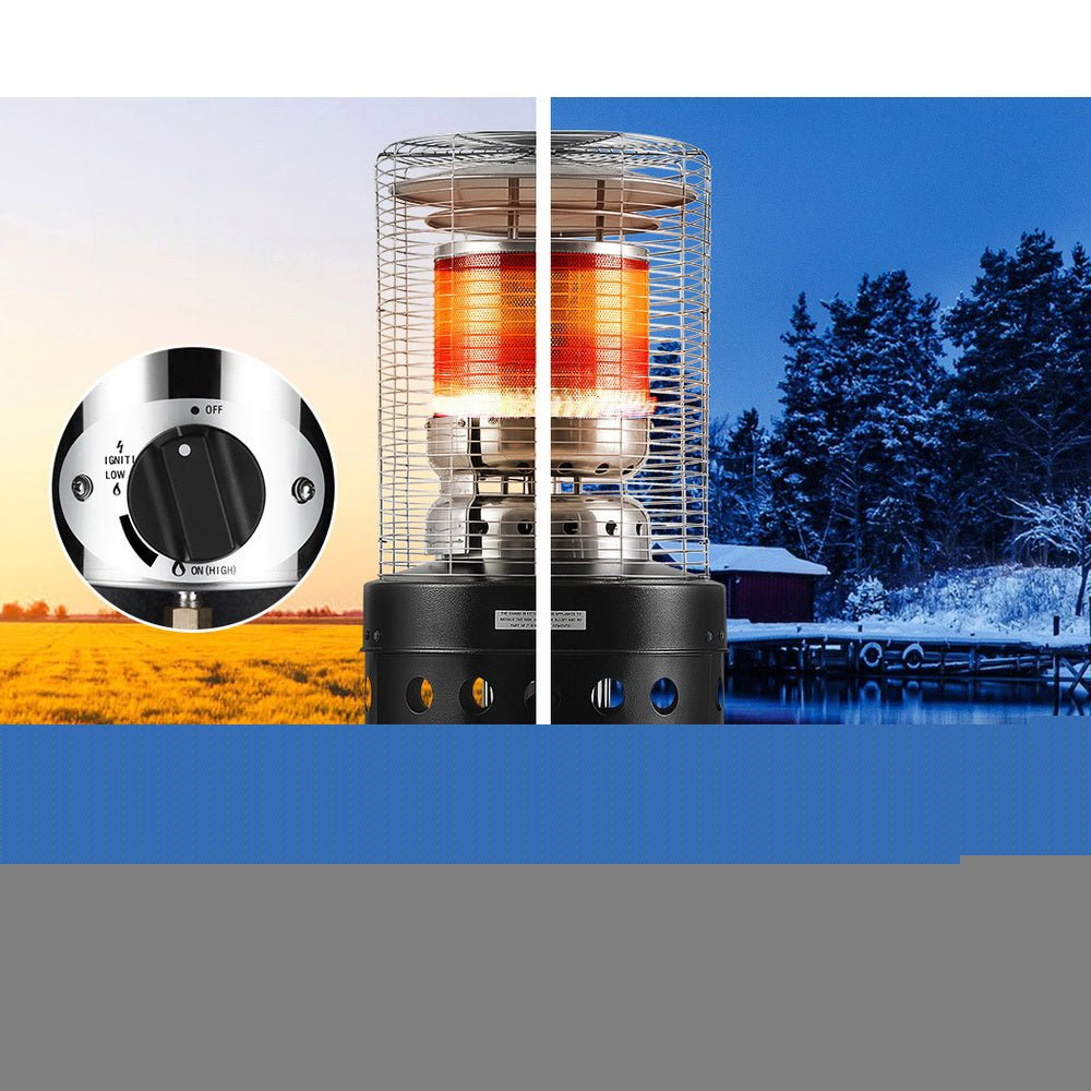 Devanti Gas Patio Outdoor Heater Propane Butane LPG Portable Heater Stand Steel Black - Outdoorium
