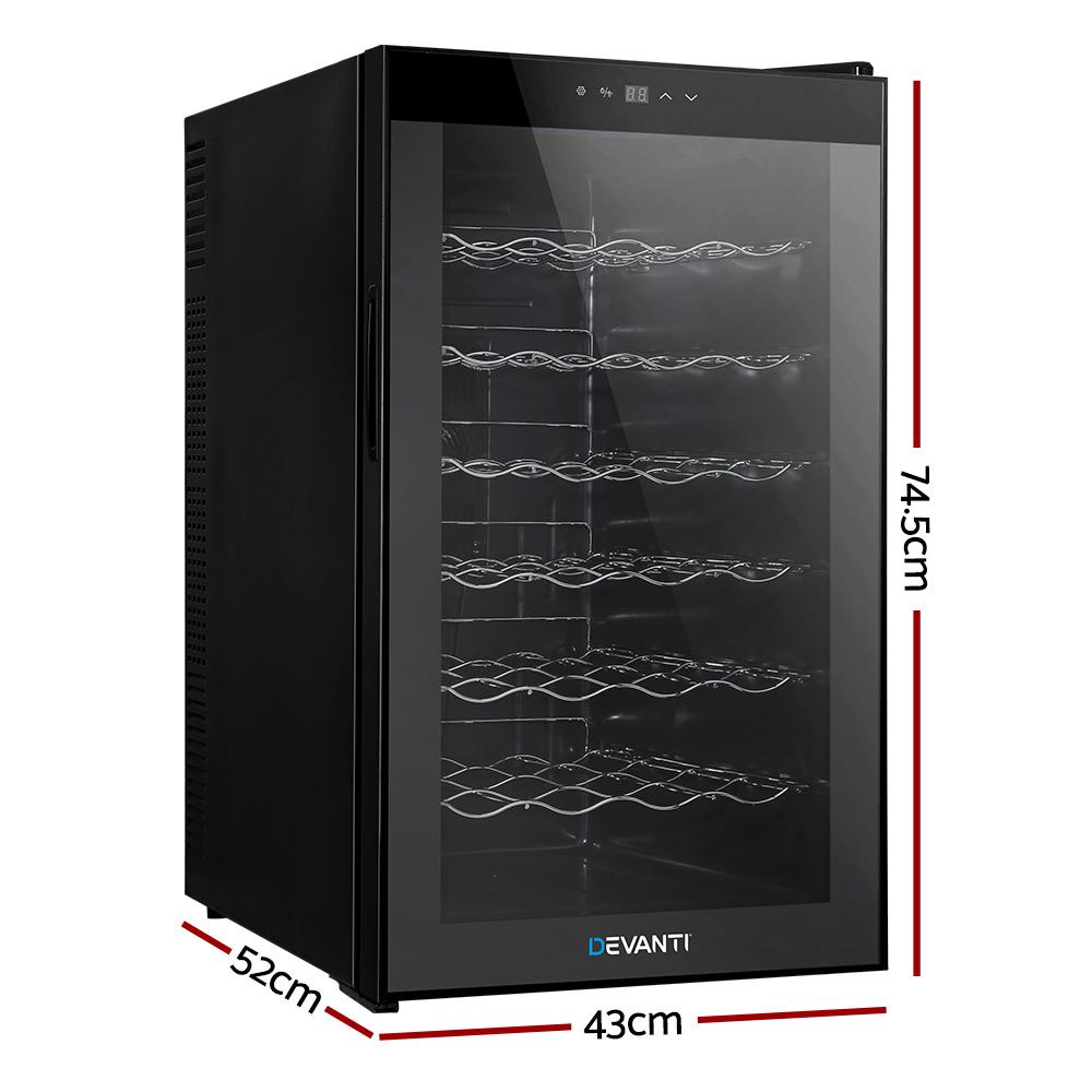 Devanti Wine Cooler 28 Bottles Glass Door Beverage Cooler Thermoelectric Fridge Black - Outdoorium