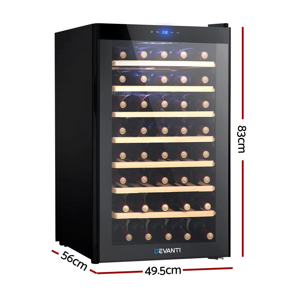 Devanti Wine Cooler Compressor Fridge Chiller Storage Cellar 51 Bottle Black - Outdoorium