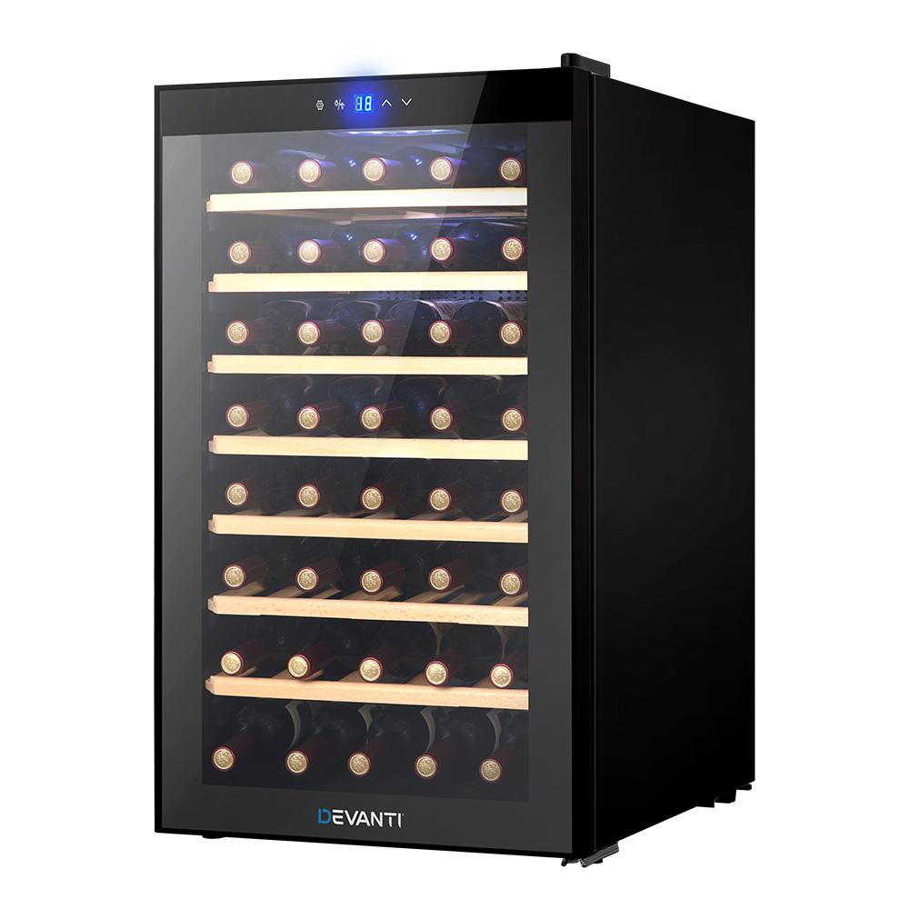 Devanti Wine Cooler Compressor Fridge Chiller Storage Cellar 51 Bottle Black - Outdoorium