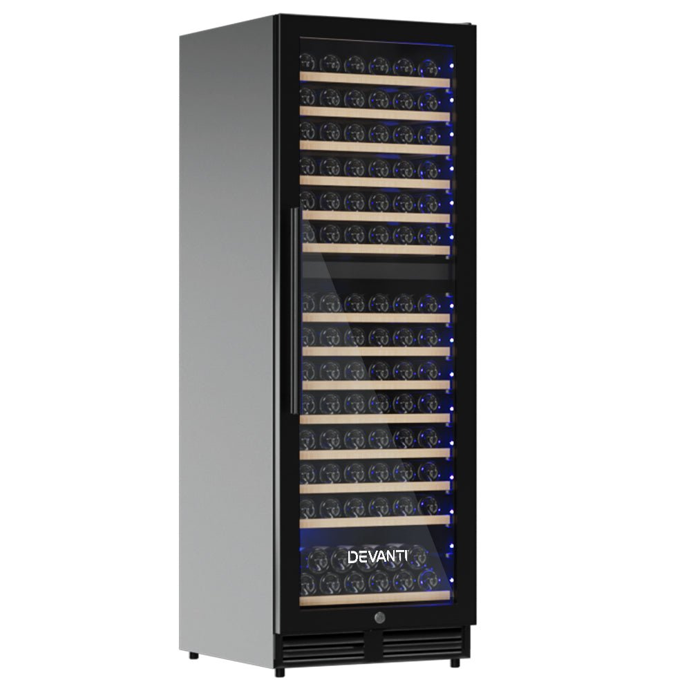 Devanti Wine Cooler Fridge Compressor Cellar Chiller Commercial Home 154 Bottles - Outdoorium