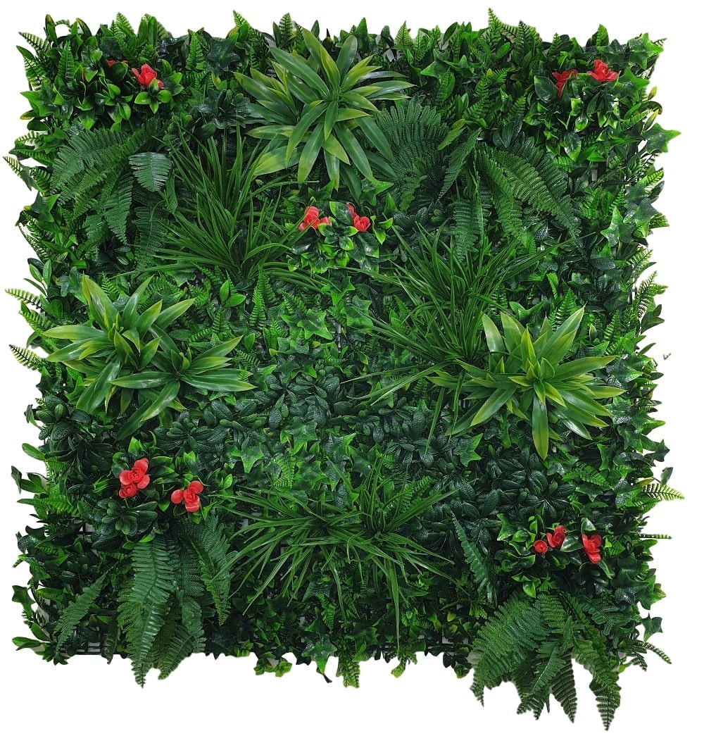 Elegant Red Rose Vertical Garden / Green Wall UV Resistant 100cm x 100cm - Outdoorium