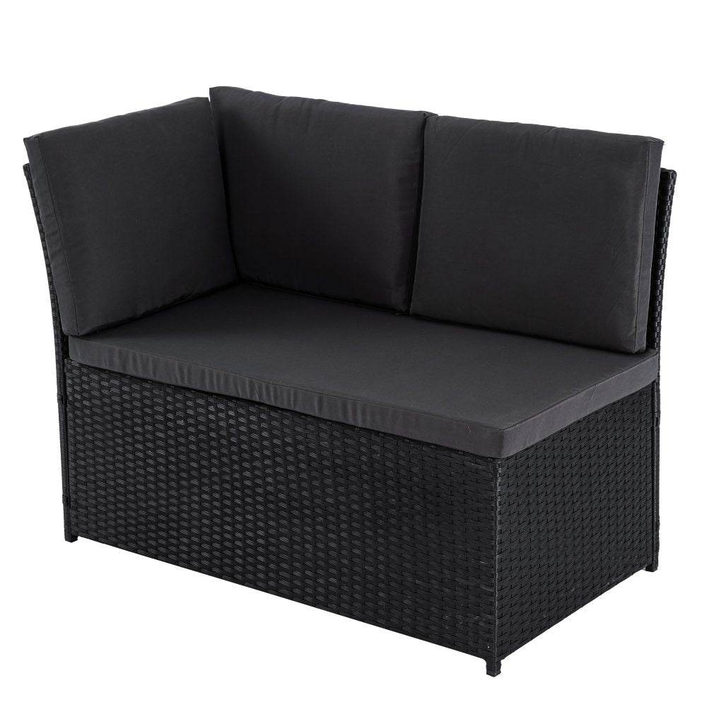 Ella 8-Seater Modular Outdoor Garden Lounge and Dining Set with Table and Stools in Black - Outdoorium