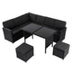 Ella 8 - Seater Modular Outdoor Garden Lounge and Dining Set with Table and Stools in Black | Outdoorium