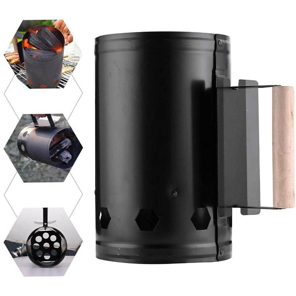 Fast Fire Starter Bucket BBQ Charcoal Chimney Starter Stainless Steel Easy Start Fire - Outdoorium