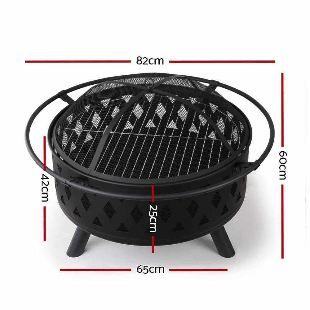 Fire Pit BBQ Charcoal Grill Ring Portable Outdoor Kitchen Fireplace 32&quot; - Outdoorium