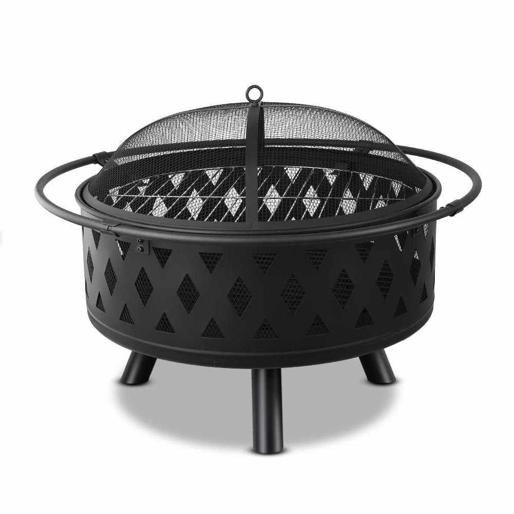 Fire Pit BBQ Charcoal Grill Ring Portable Outdoor Kitchen Fireplace 32" - Outdoorium