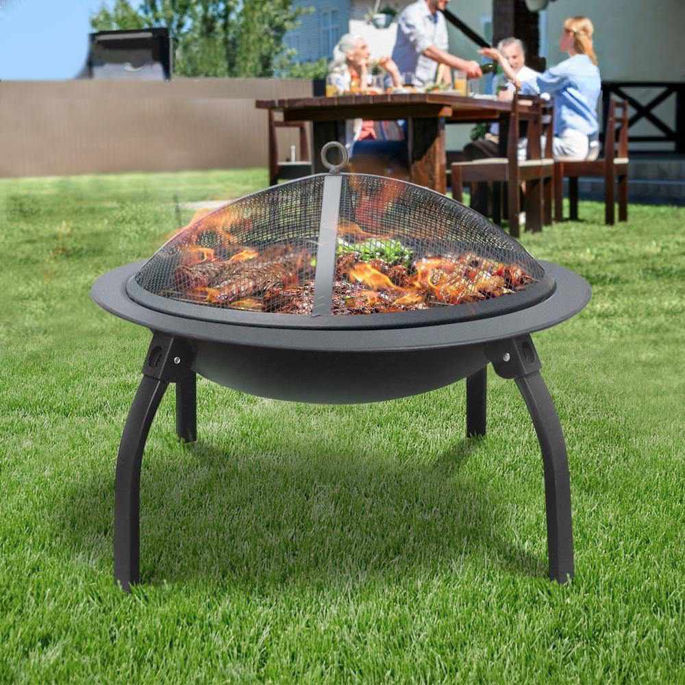 Fire Pit BBQ Charcoal Grill Smoker Portable Outdoor Camping Garden Pits 30&quot; - Outdoorium