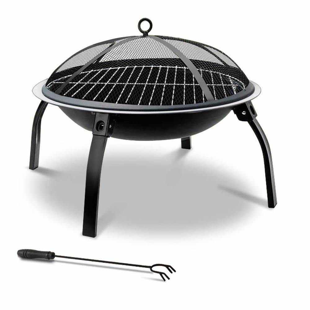 Fire Pit BBQ Charcoal Grill Smoker Portable Outdoor Camping Garden Pits 30" - Outdoorium