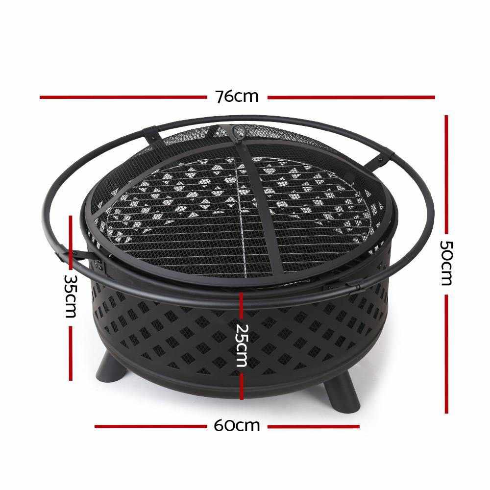 Fire Pit BBQ Grill Smoker Portable Outdoor Fireplace Patio Heater Pits 30&quot; - Outdoorium