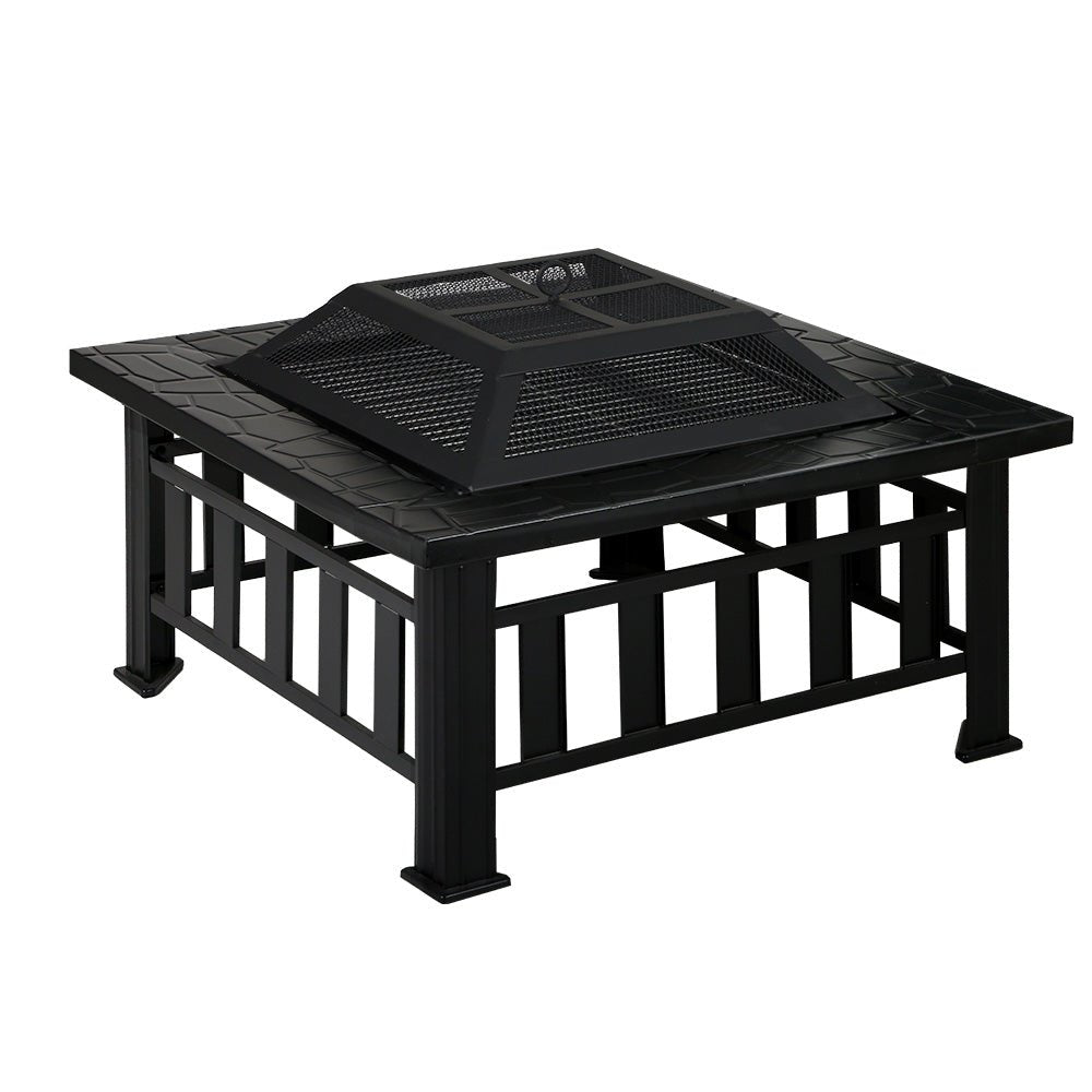 Fire Pit BBQ Table Grill Outdoor Garden Wood Burning Fireplace Stove - Outdoorium