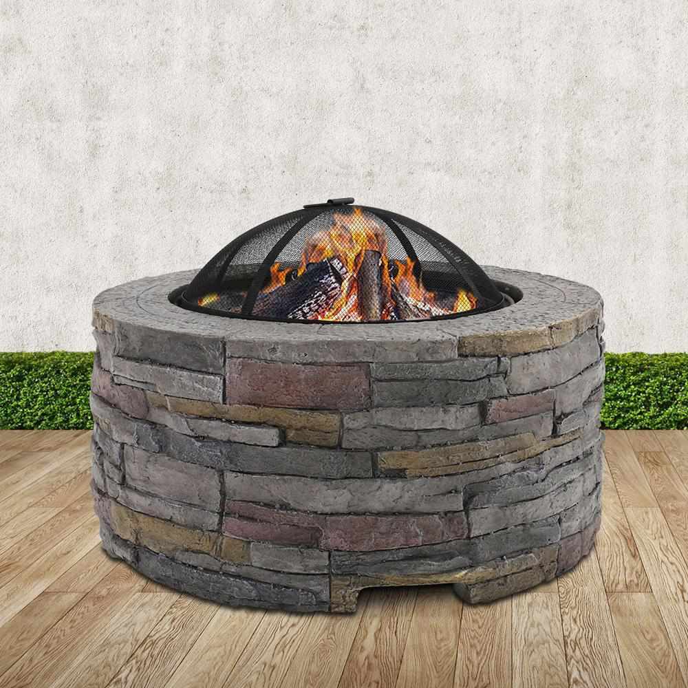 Fire Pit Outdoor Table Charcoal Fireplace Garden Firepit Heater - Outdoorium