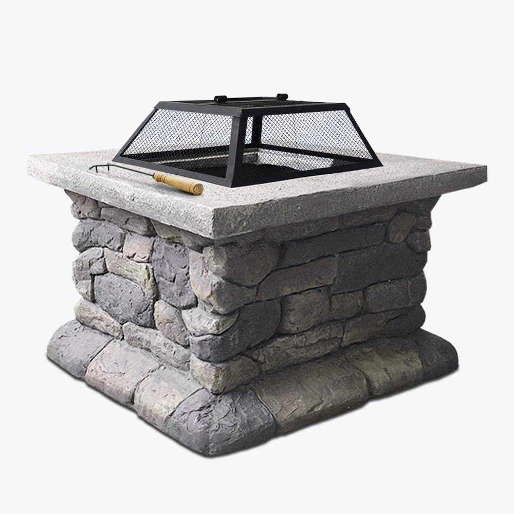 Fire Pit Outdoor Table Charcoal Garden Fireplace Backyard Firepit Heater - Outdoorium