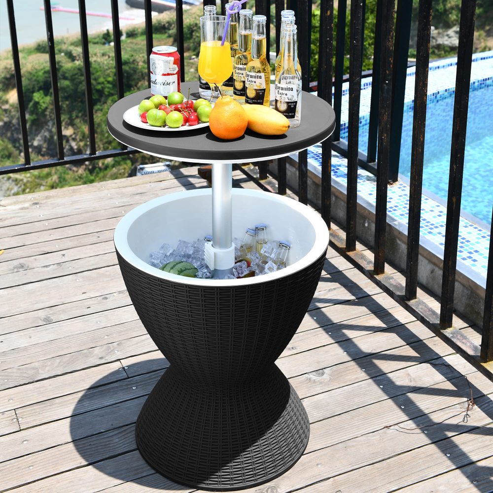 Garden Ice Cooler Table (Black) - Outdoorium