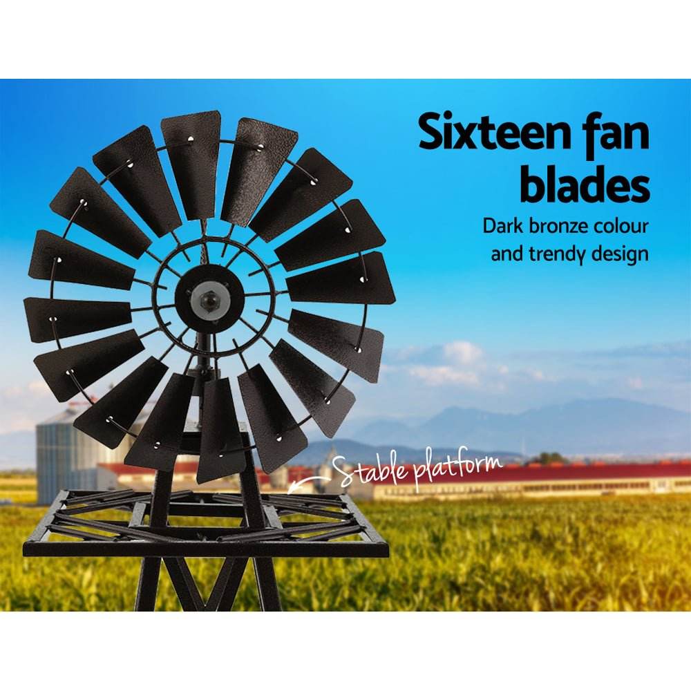 Garden Windmill 160cm Metal Ornaments Outdoor Decor Ornamental Wind Mill - Outdoorium
