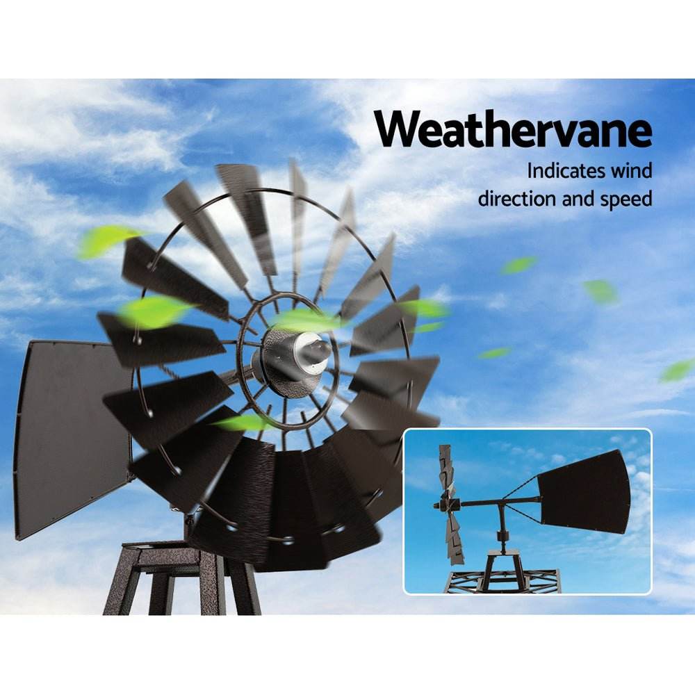 Garden Windmill 160cm Metal Ornaments Outdoor Decor Ornamental Wind Mill - Outdoorium