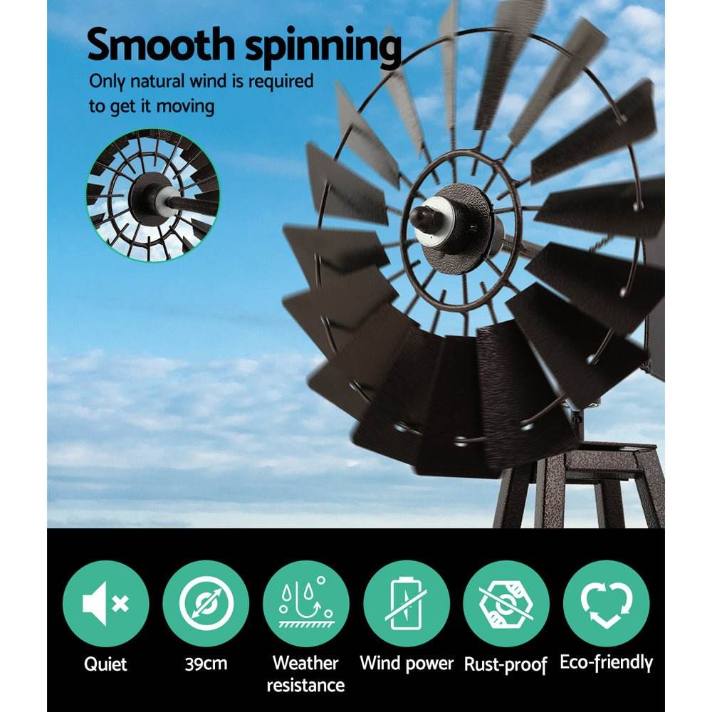 Garden Windmill 160cm Metal Ornaments Outdoor Decor Ornamental Wind Mill - Outdoorium