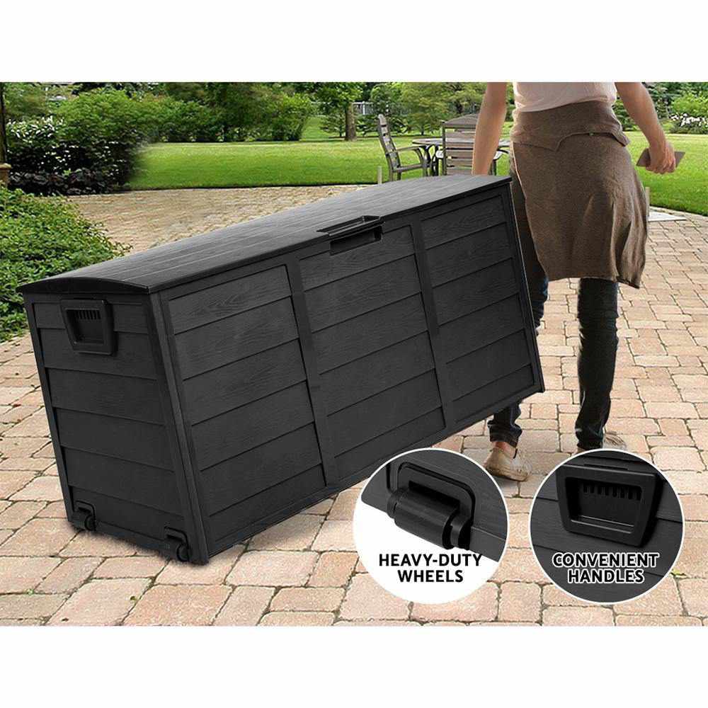 Gardeon 290L Outdoor Storage Box - All Black - Outdoorium