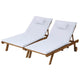 Gardeon 2x Sun Lounge Wooden Lounger Outdoor Furniture Day Bed Wheel Patio White | Furniture > Outdoor