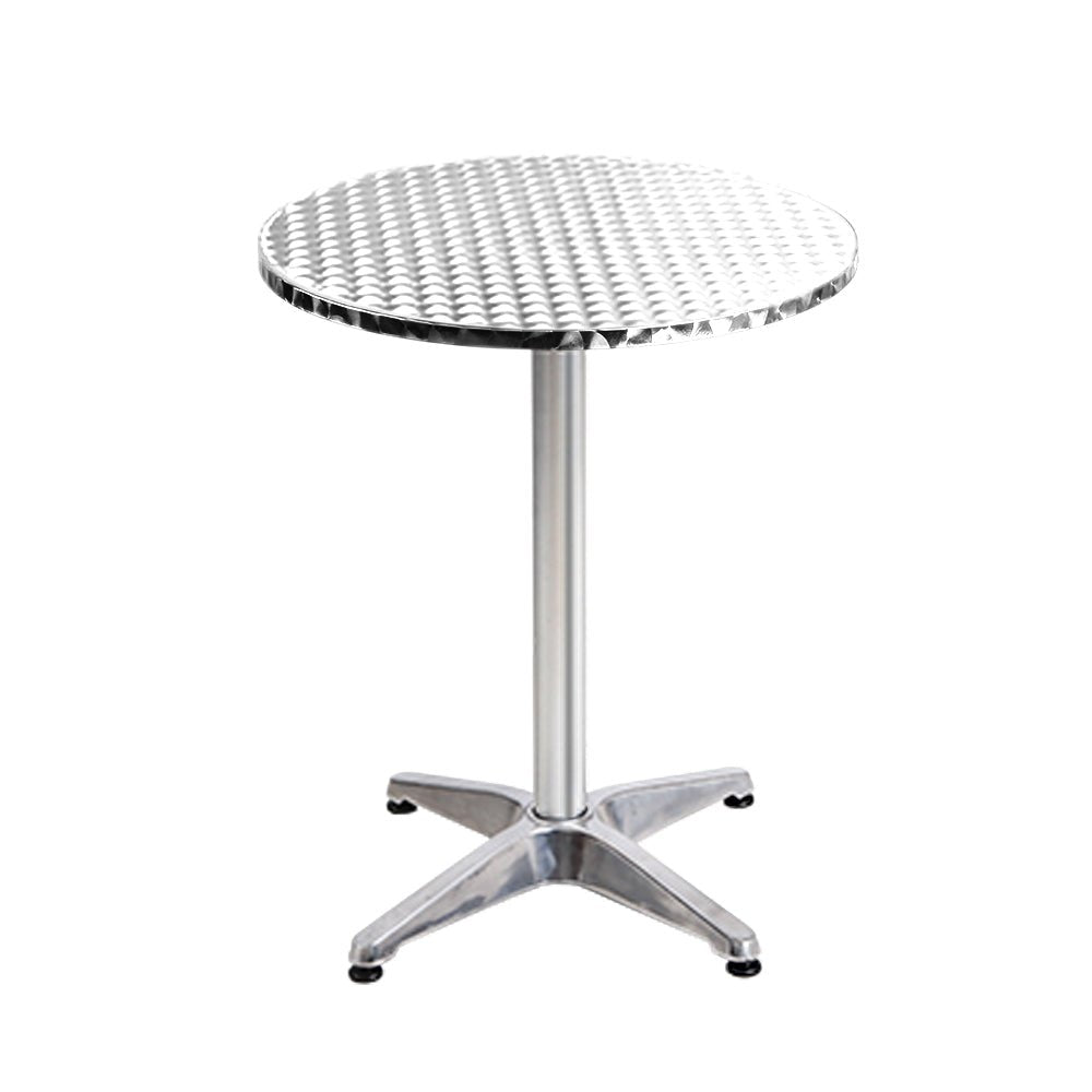 Gardeon 2pcs Outdoor Bar Table Furniture Adjustable Aluminium Cafe Table Round - Outdoorium