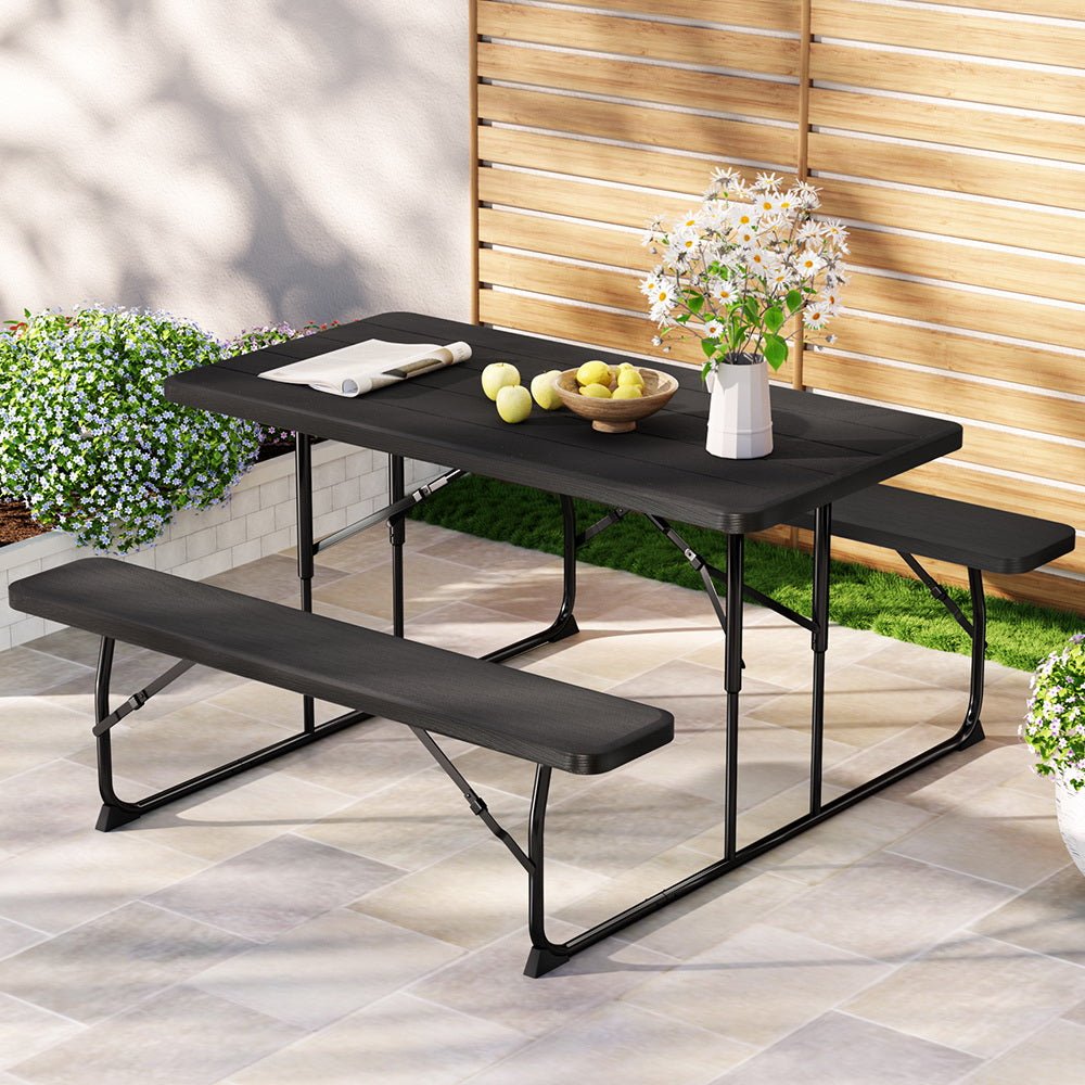 Gardeon 3 PCS Outdoor Furniture Dining Set Lounge Setting Patio HDPE Bench - Outdoorium