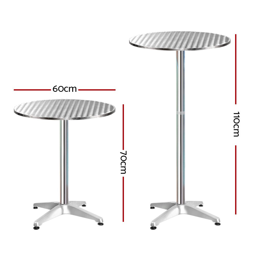 Gardeon 4pcs Outdoor Bar Table Furniture Adjustable Aluminium Cafe Table Round - Outdoorium