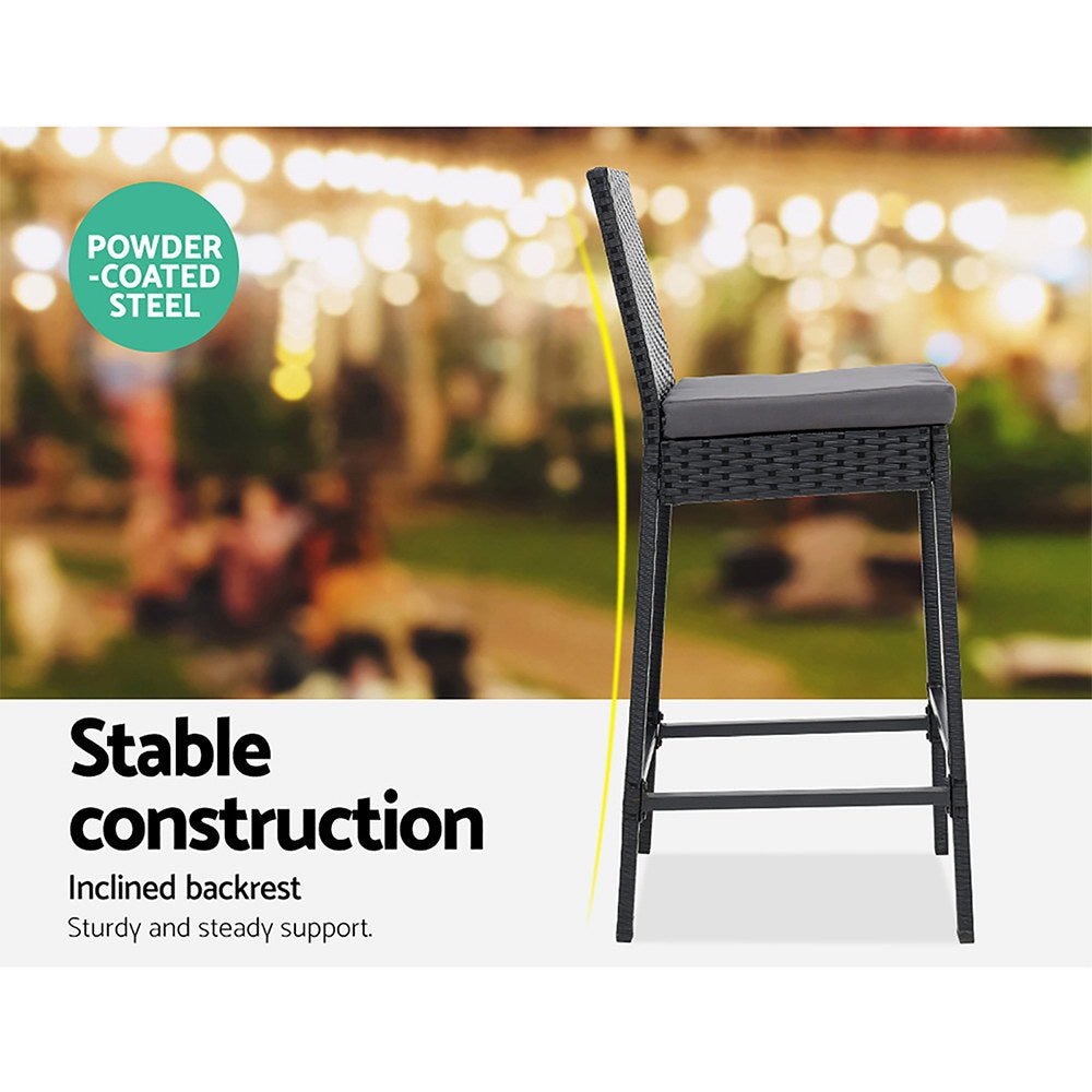 Gardeon 5-Piece Outdoor Bar Set Patio Dining Chairs Wicker Table Stools - Outdoorium