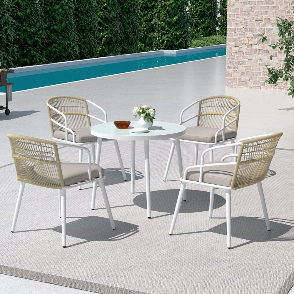 Gardeon 5pc Outdoor Dining Set Furniture Table and Chair Lounge Setting 4 Seater - Outdoorium