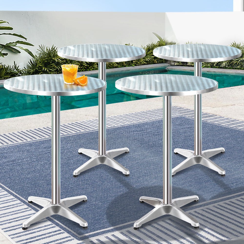 Gardeon 6pcs Outdoor Bar Table Furniture Adjustable Aluminium Cafe Table Round - Outdoorium