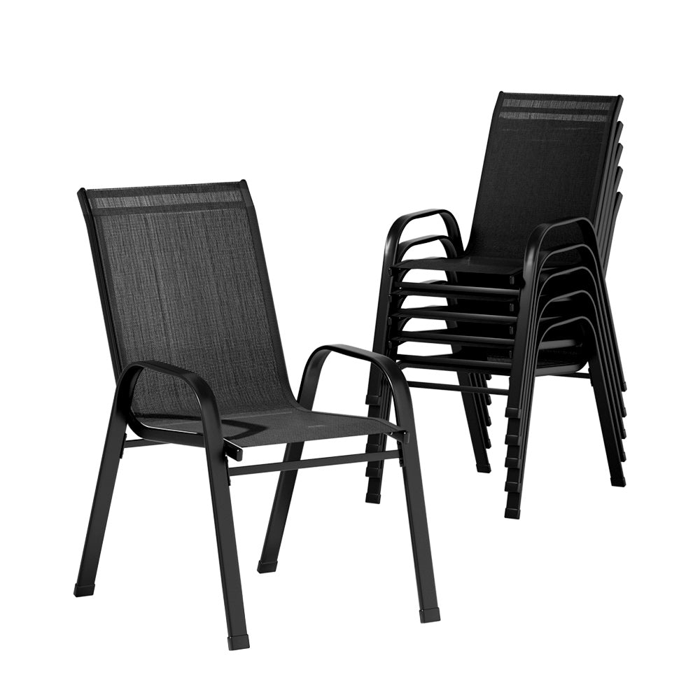 Gardeon 6X Outdoor Stackable Chairs Lounge Chair Bistro Set Patio Furniture - Outdoorium