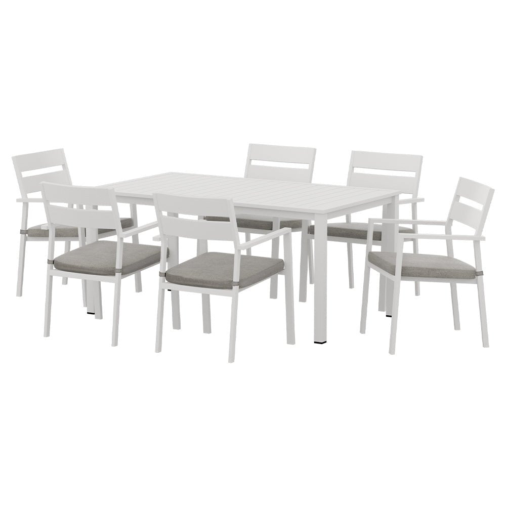 Gardeon 7 Piece Outdoor Dining Set Aluminum Table Chairs 6-seater Lounge Setting - Outdoorium