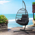 Gardeon Egg Swing Chair Hammock Stand Outdoor Furniture Hanging Wicker Seat Grey - Outdoorium