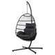 Gardeon Outdoor Egg Swing Chair Wicker Rope Furniture Pod Stand Foldable Grey | Outdoorium