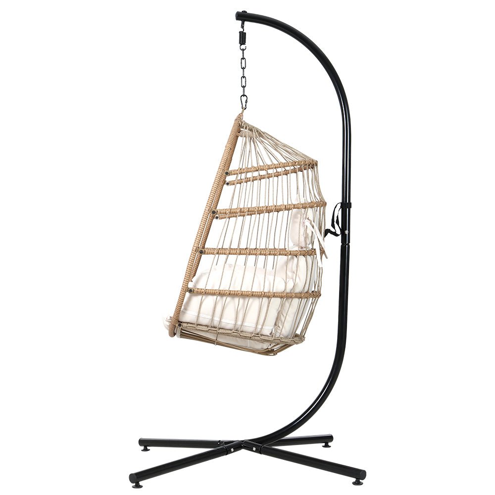 Gardeon Egg Swing Chair Hammock With Stand Outdoor Furniture Hanging Wicker Seat - Outdoorium